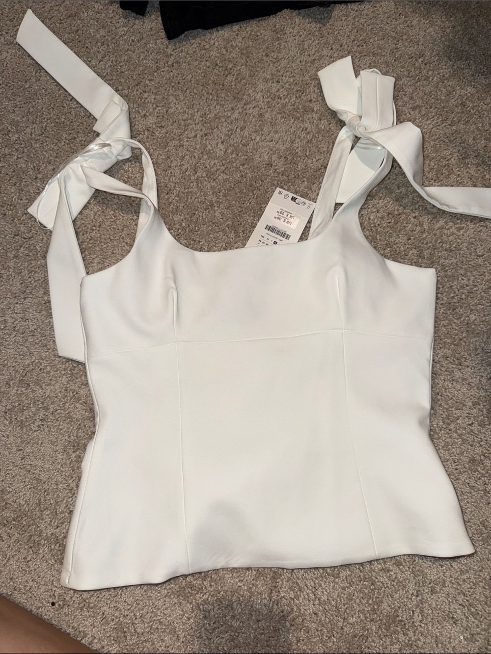 Zara White Tie-Shoulder Women's Top